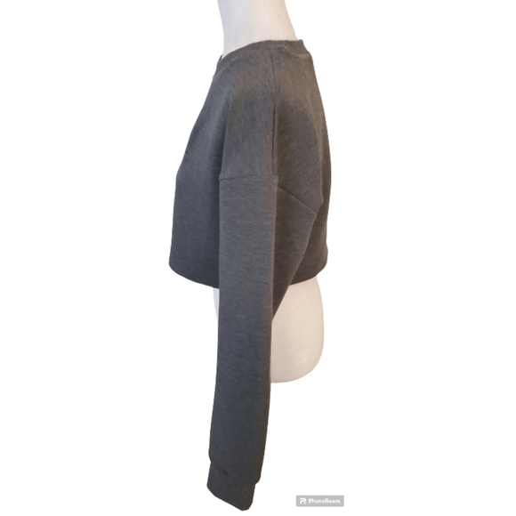 New Grey Lab Lounge Wear Crop Crewneck Sweatshirt Size Medium - Picture 2 of 5